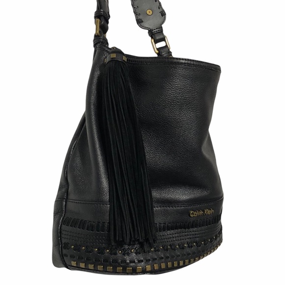 Calvin Klein Leather Studded Hobo Shoulder Bag - Picture 8 of 15